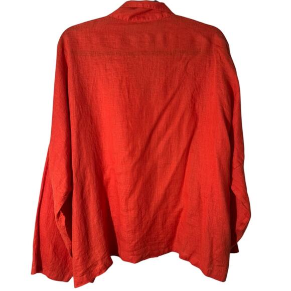 Planet Orange Signature Linen Button Down Shirt One Size Lagenlook Lightweight - Picture 5 of 8